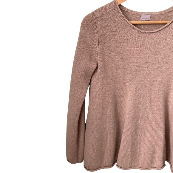 Dildabanian 100% Cashmere Tan Flare Crewneck Sweater Size Medium - Picture 3 of 6